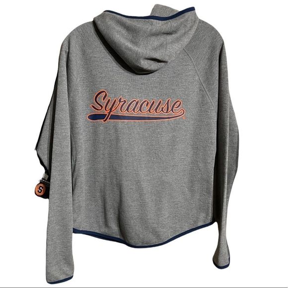 Syracuse University Asymmetrical Zip Gray Hoodie Sweatshirt Sz S/M NWT - Picture 3 of 12